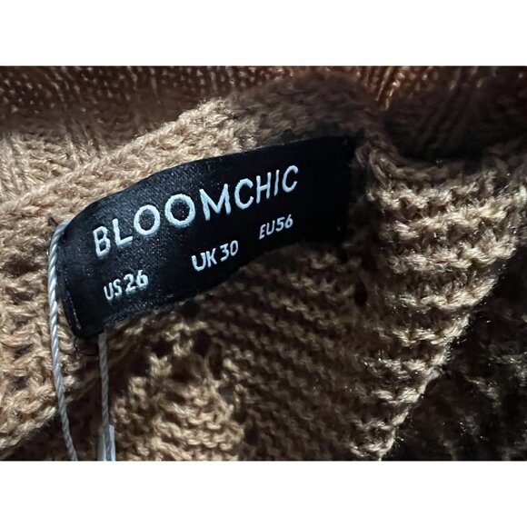 BloomChic Open Front Knit Cardigan Sweater w/ Pockets Sz 26 (4XL) Beige - Picture 4 of 13